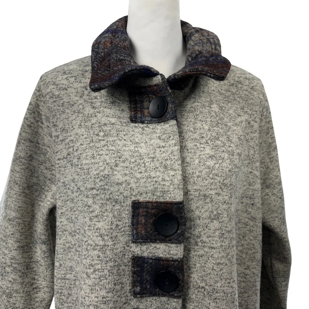 Damee‎ Inc Heathered Knit Swing Coat Size 2X Wired Collared Button Front Size - Picture 2 of 9